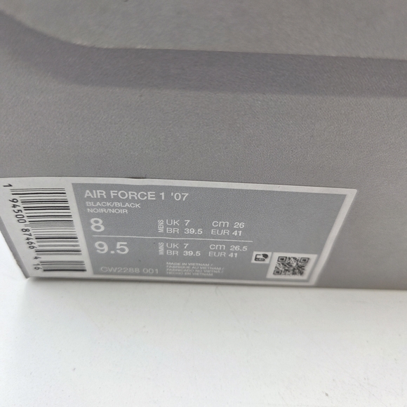 Nike Air Force 1 Low Triple Black CW2288-001 Men’s Size 8 Sneakers - Picture 9 of 9